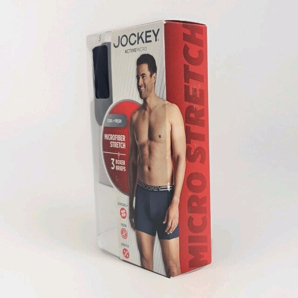 Jockey Active Micro 3 Pack Microfiber Stretch Men's Boxer Briefs Size S 28-30‎ - Picture 2 of 4